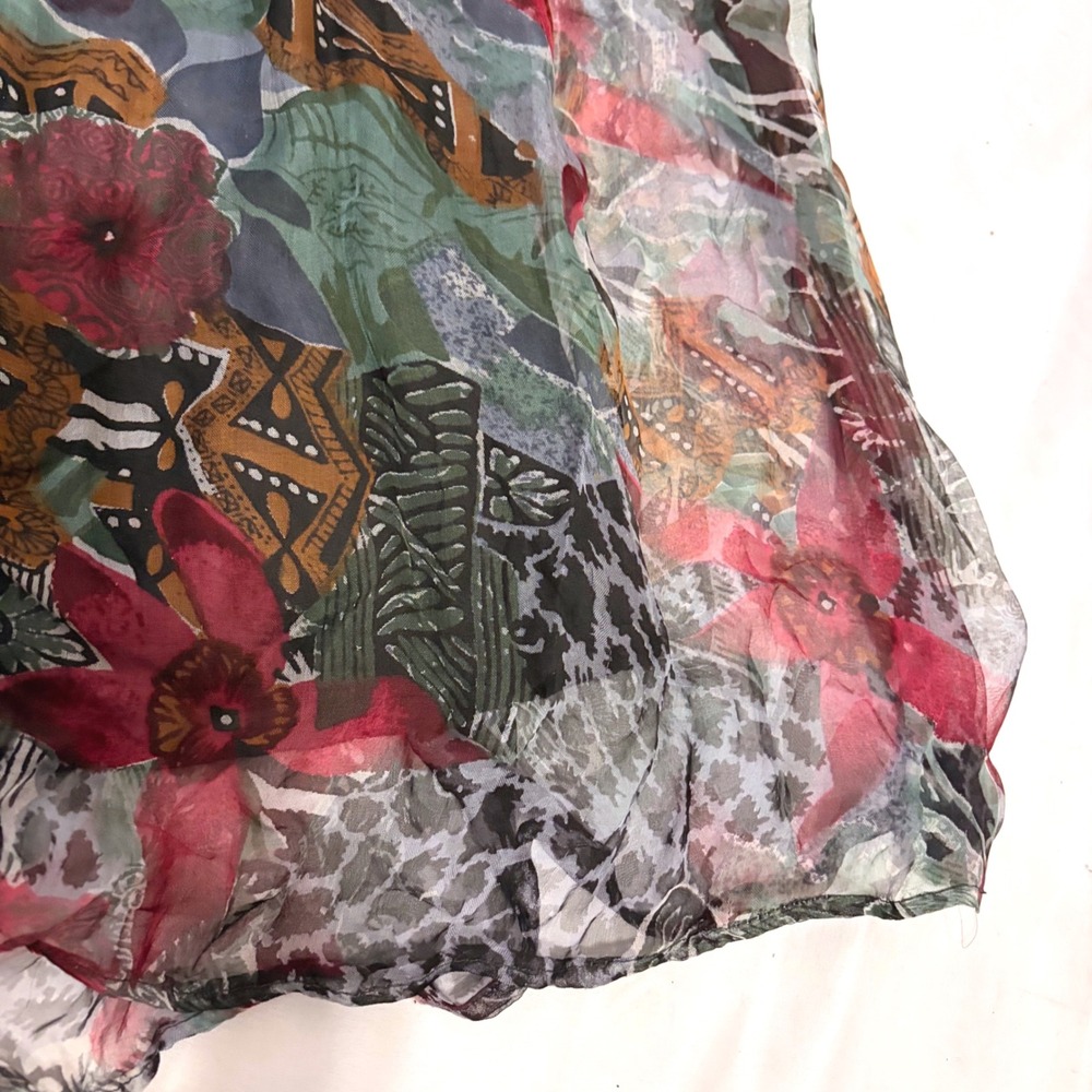 XESSORIUM Vintage 90s Stunning Floral and leopard Print flowy rayon maxi skirt - Picture 7 of 13